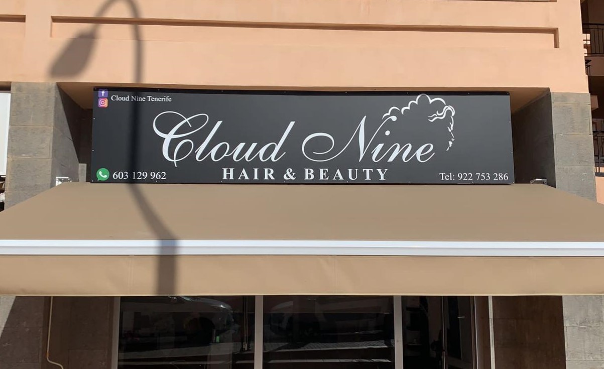 Image of the store front of the cloud nine salon